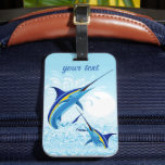 Blue Marlin Jumping out of Ocean Luggage Tag<br><div class="desc">Realistic illustration of a beautiful Marlin Fish Ocean Animal jumping out of ocean. Vector Art copyright BluedarkArt TheChameleonArt.</div>