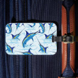 Blue Marlin Jumping out of Ocean Luggage Tag<br><div class="desc">Realistic illustration of a beautiful Marlin Fish Ocean Animal jumping out of ocean. Vector Art copyright BluedarkArt TheChameleonArt.</div>