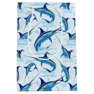 Blue Marlin Jumping out of Ocean Medium Gift Bag