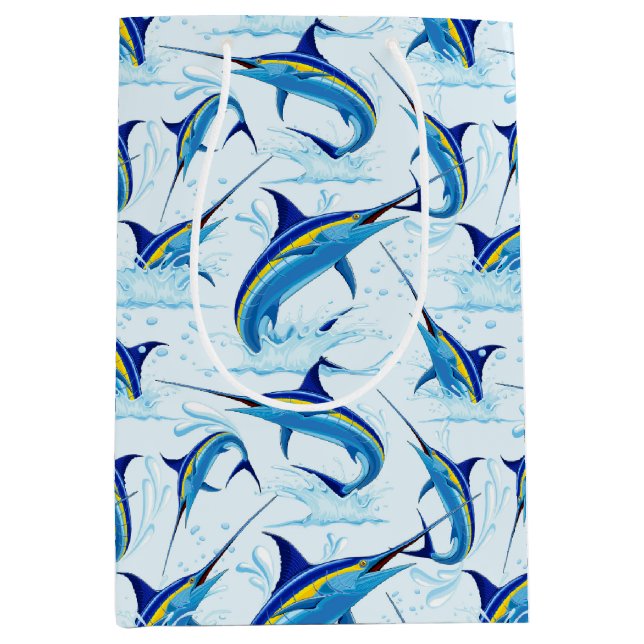 Blue Marlin Jumping out of Ocean Medium Gift Bag (Front)