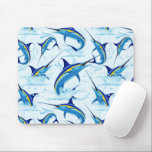 Blue Marlin Jumping out of Ocean Mouse Pad<br><div class="desc">Realistic illustration of a beautiful Marlin Fish Ocean Animal jumping out of ocean. Vector Art copyright BluedarkArt TheChameleonArt.</div>