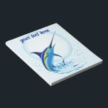 Blue Marlin Jumping out of Ocean Notepad<br><div class="desc">Realistic illustration of a beautiful Marlin Fish Ocean Animal jumping out of ocean. Vector Art copyright BluedarkArt TheChameleonArt.</div>