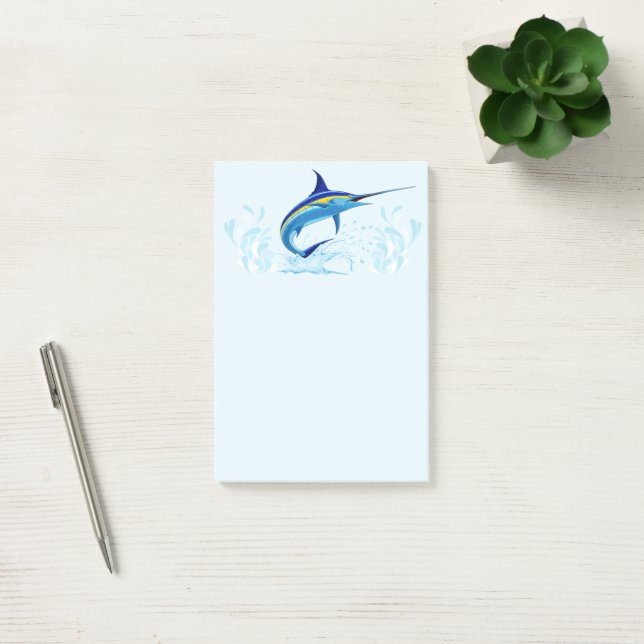 Blue Marlin Jumping out of Ocean Post-it Notes (Office)