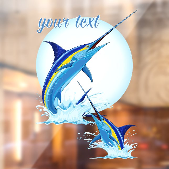 Blue Marlin Jumping out of Ocean Window Cling (Sheet 2)