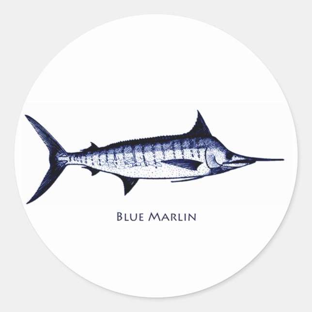 Blue Marlin Logo Classic Round Sticker (Front)