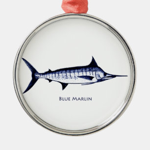 Blue Marlin Logo Metal Ornament