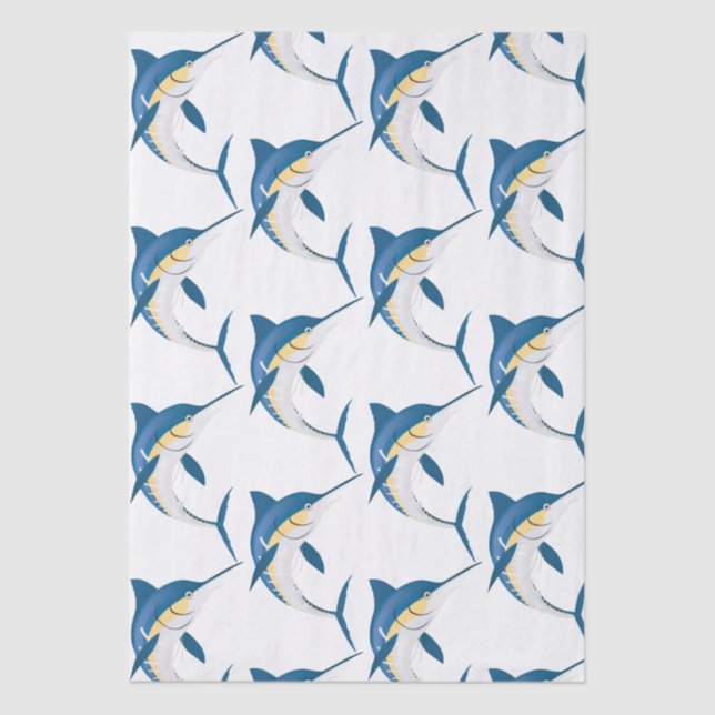 Blue Marlin Pattern Tissue Paper (Front)