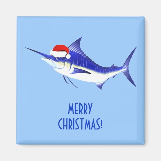 Blue Marlin Santa Claus Magnet (Front)