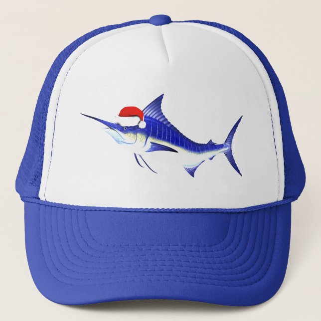 Blue Marlin Santa Claus Trucker Hat (Front)