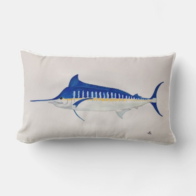 Blue Marlin Throw Pillow (Front)