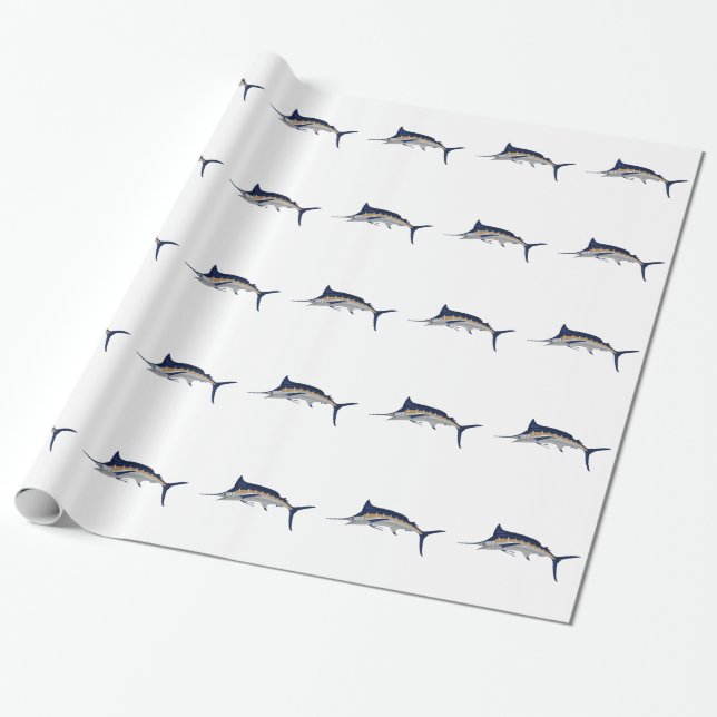 Blue Marlin Wrapping Paper (Unrolled)