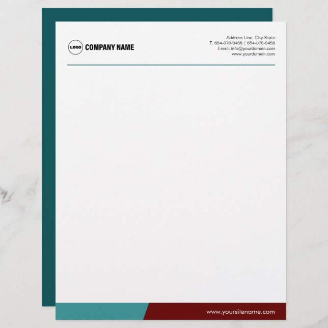 Blue Maroon Custom Template Letterhead (Front/Back)