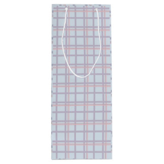Blue & Maroon Plaid Pattern  Wine Gift Bag