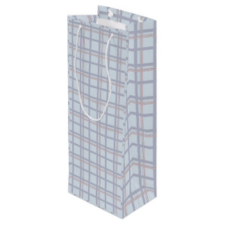 Blue & Maroon Plaid Pattern  Wine Gift Bag