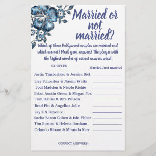 BLUE MARRIED OR NOT MARRIED SHOWER GAME CARD