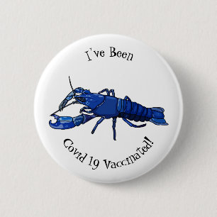 Blue marron crayfish cartoon illustration 2 inch round button