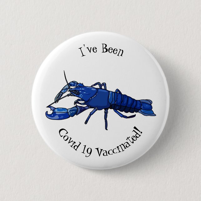 Blue marron crayfish cartoon illustration 2 inch round button (Front)