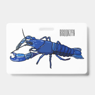 Blue marron crayfish cartoon illustration badge