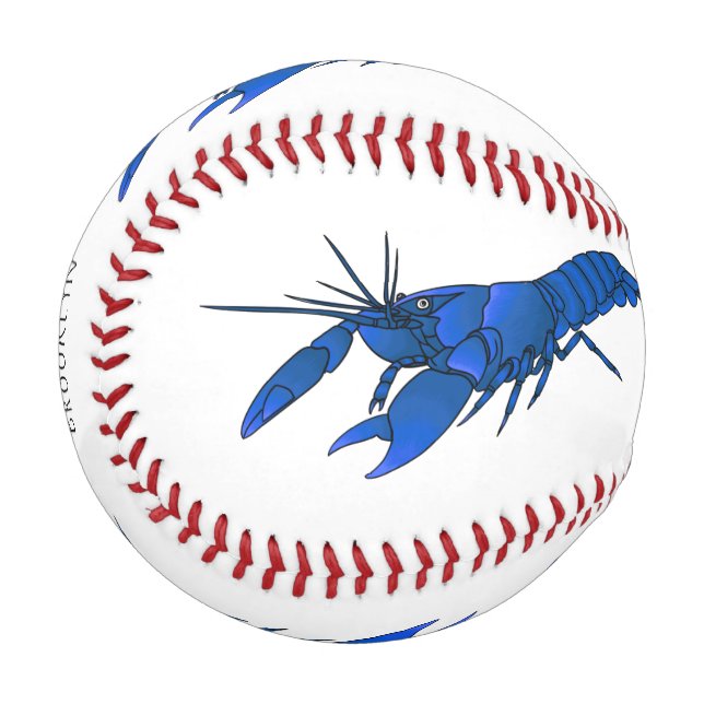 Blue marron crayfish cartoon illustration  baseball (Front Left)