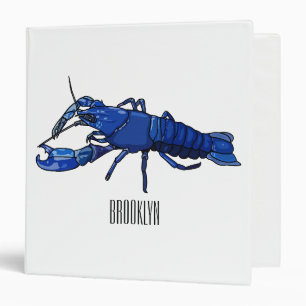 Blue marron crayfish cartoon illustration binder