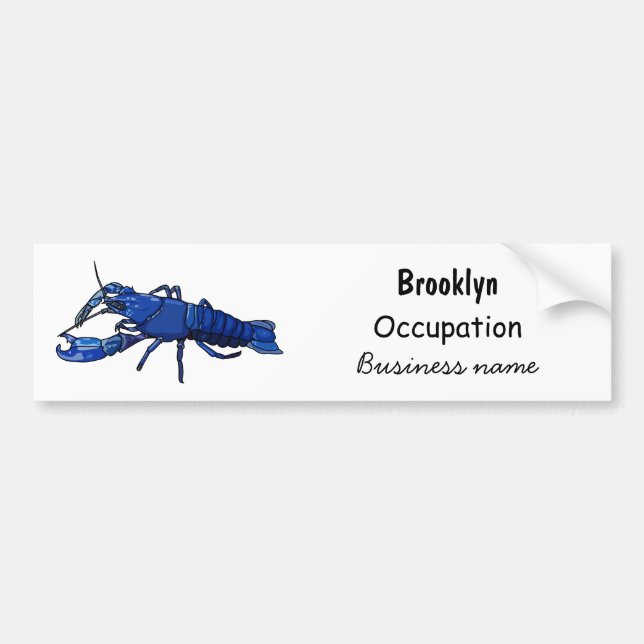 Blue marron crayfish cartoon illustration bumper sticker (Front)