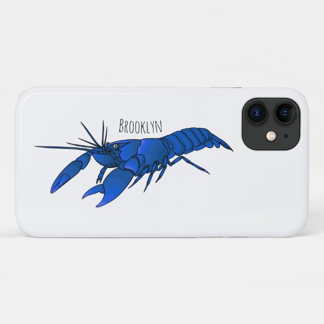 Blue marron crayfish cartoon illustration Case-Mate iPhone case (Back (Horizontal))