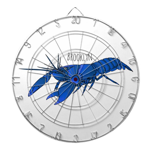Blue marron crayfish cartoon illustration dartboard (Front)