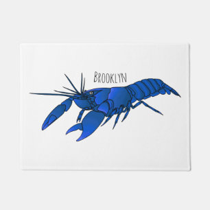 Blue marron crayfish cartoon illustration doormat