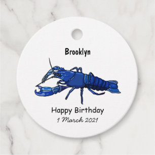 Blue marron crayfish cartoon illustration favour tags