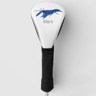 Blue marron crayfish cartoon illustration golf head cover