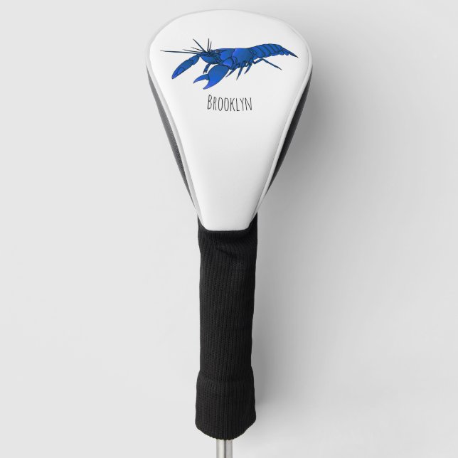 Blue marron crayfish cartoon illustration golf head cover (Front)