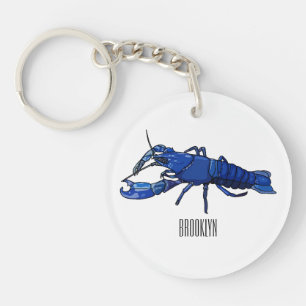 Blue marron crayfish cartoon illustration keychain