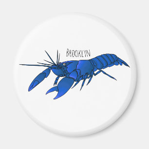 Blue marron crayfish cartoon illustration magnet