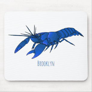 Blue marron crayfish cartoon illustration mouse pad