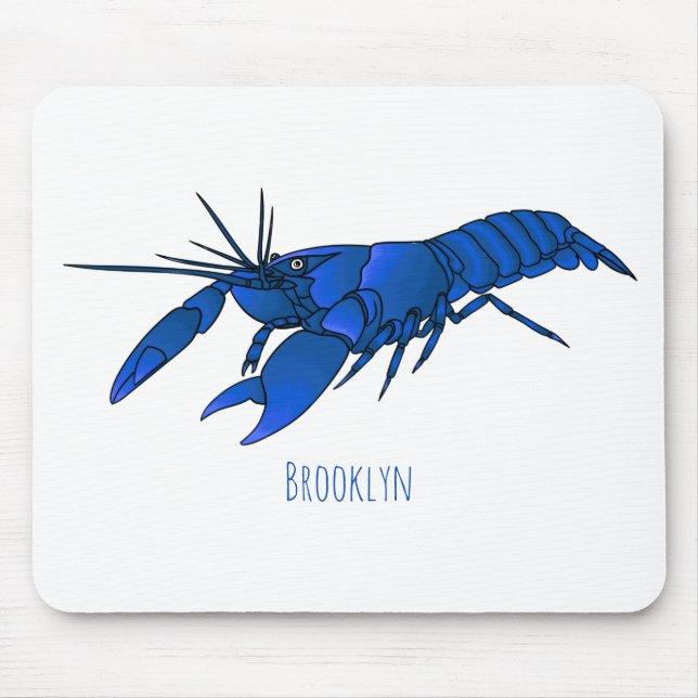 Blue marron crayfish cartoon illustration  mouse pad (Front)