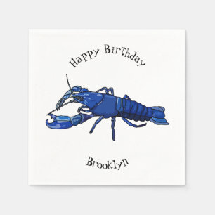 Blue marron crayfish cartoon illustration napkin