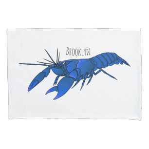 Blue marron crayfish cartoon illustration pillowcase