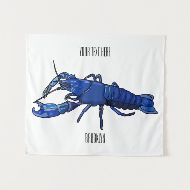 Blue marron crayfish cartoon illustration tapestry (Front (Horizontal))