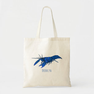 Blue marron crayfish cartoon illustration tote bag
