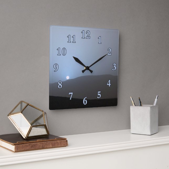 Blue Martian Sunset Square Wall Clock (Office)