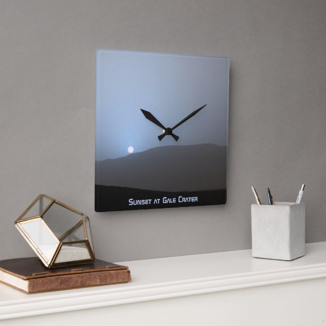 Blue Martian Sunset Square Wall Clock (Office)