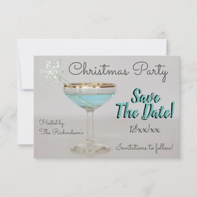 Blue Martini Christmas Party Save The Date (Front)