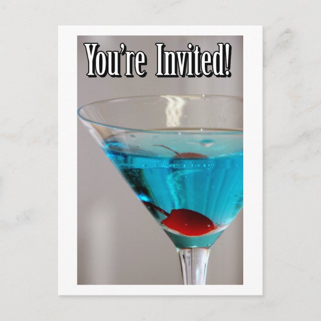 Blue Martini Invite Postcard (Front)