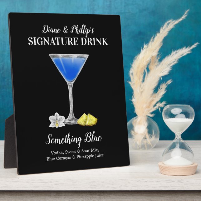 Blue Martini • PERSONALIZE this Signature Drink Pl Plaque (Side)