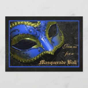 Blue Mask Masquerade Ball Halloween Invitation