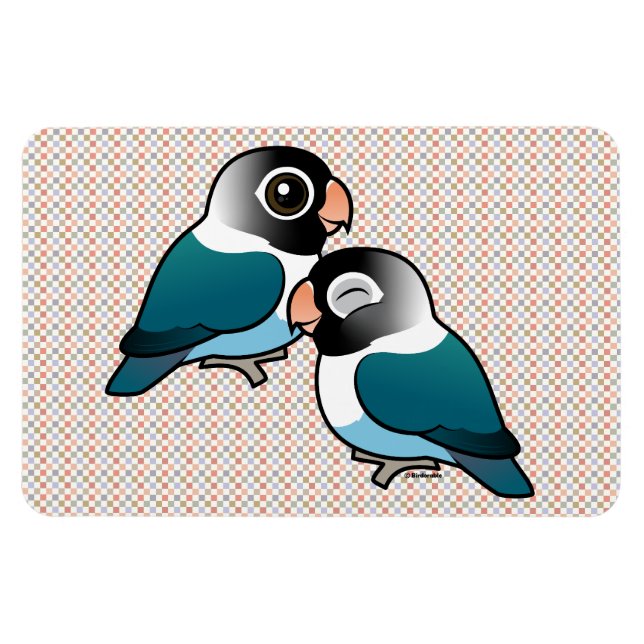 Blue Masked Lovebird Adorable Pair Magnet (Horizontal)