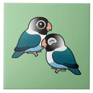 Blue Masked Lovebird Adorable Pair Tile