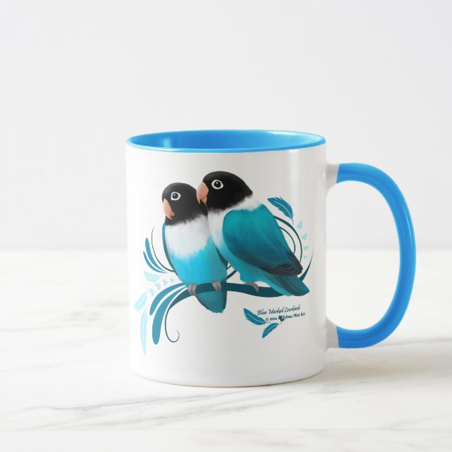 Blue Masked Lovebirds Mug (Right)