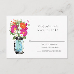 Blue Mason Jar et Gerber Daisies RSVP
