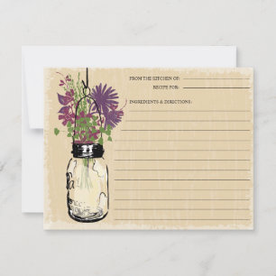 Blue Mason Jar Recipe Card